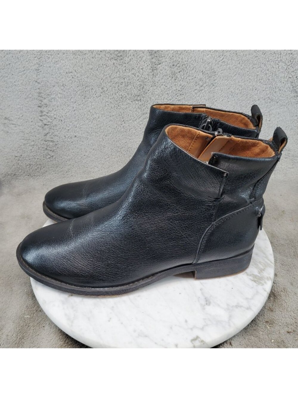 Franco Sarto Shoes Womens Size 8 Liz Black Leather Ankle Boots *Read*